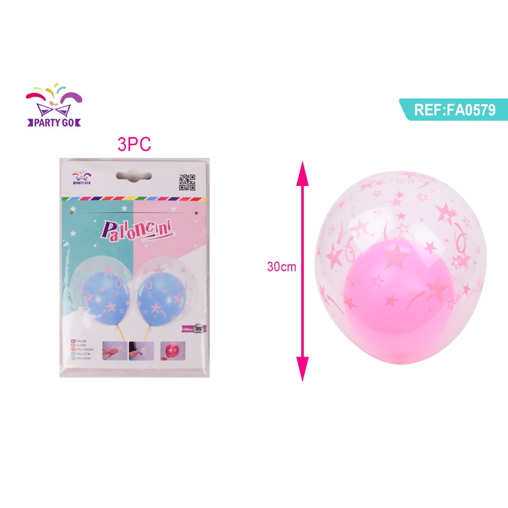 PALLONCINI CON STELLA - DOPPIO STRATO ROSA - 3PZParty Go