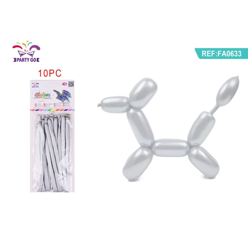 PALLONCINI MODELLABILI 100CM - ARGENTO - 10PZParty Go
