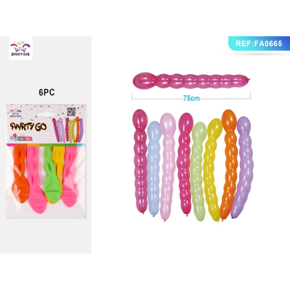 PALLONCINI TORCIGLIONI - COLORI MISTI 75CM - 6PZParty Go