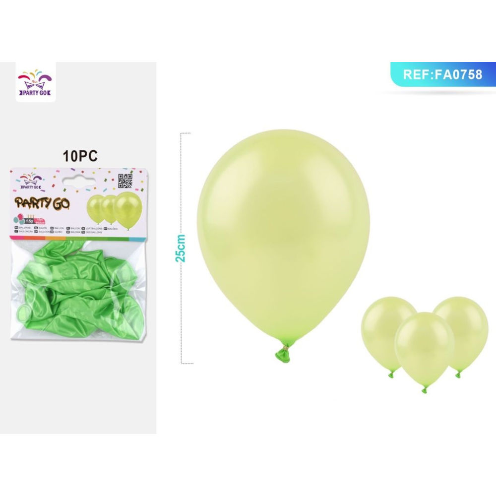 PALLONCINI VERDE CHIARO 25CM - 10PZParty Go