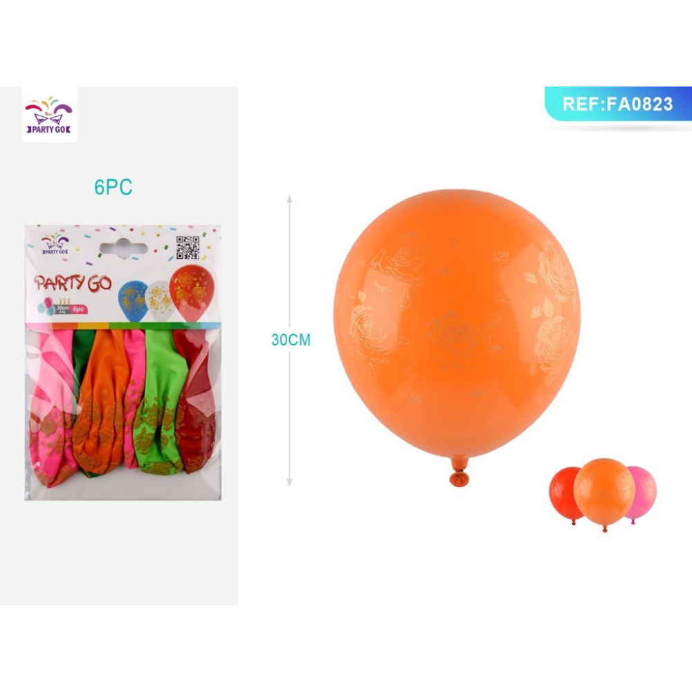 PALLONCINO CON ROSE - COLORI MISTI 30CM - 6PZParty Go