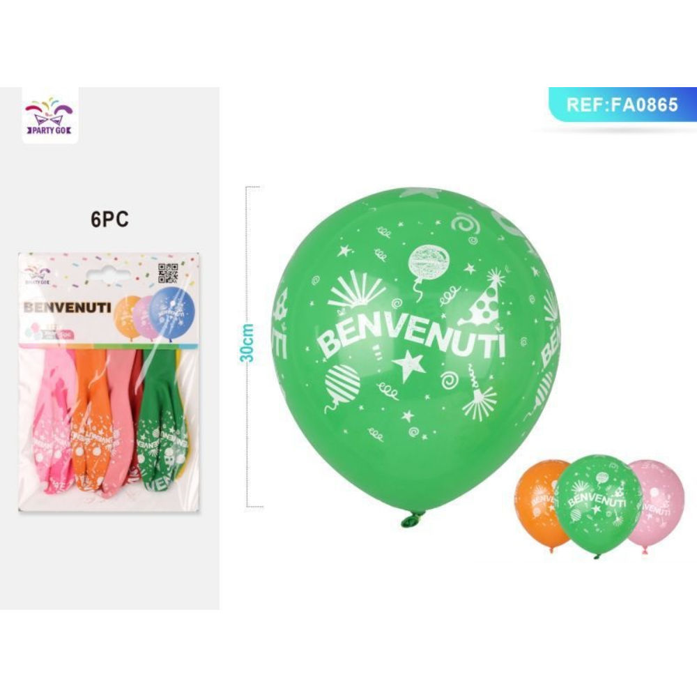 PALLONCINI - BENVENUTI COLORE MISTO - 6PZParty Go