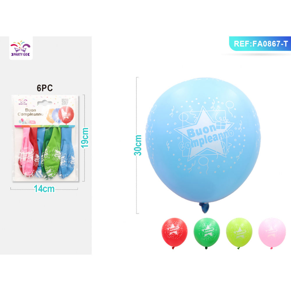 PALLONCINI CON STELLA - BUON COMPLEANNO MISTI - 6PZParty Go