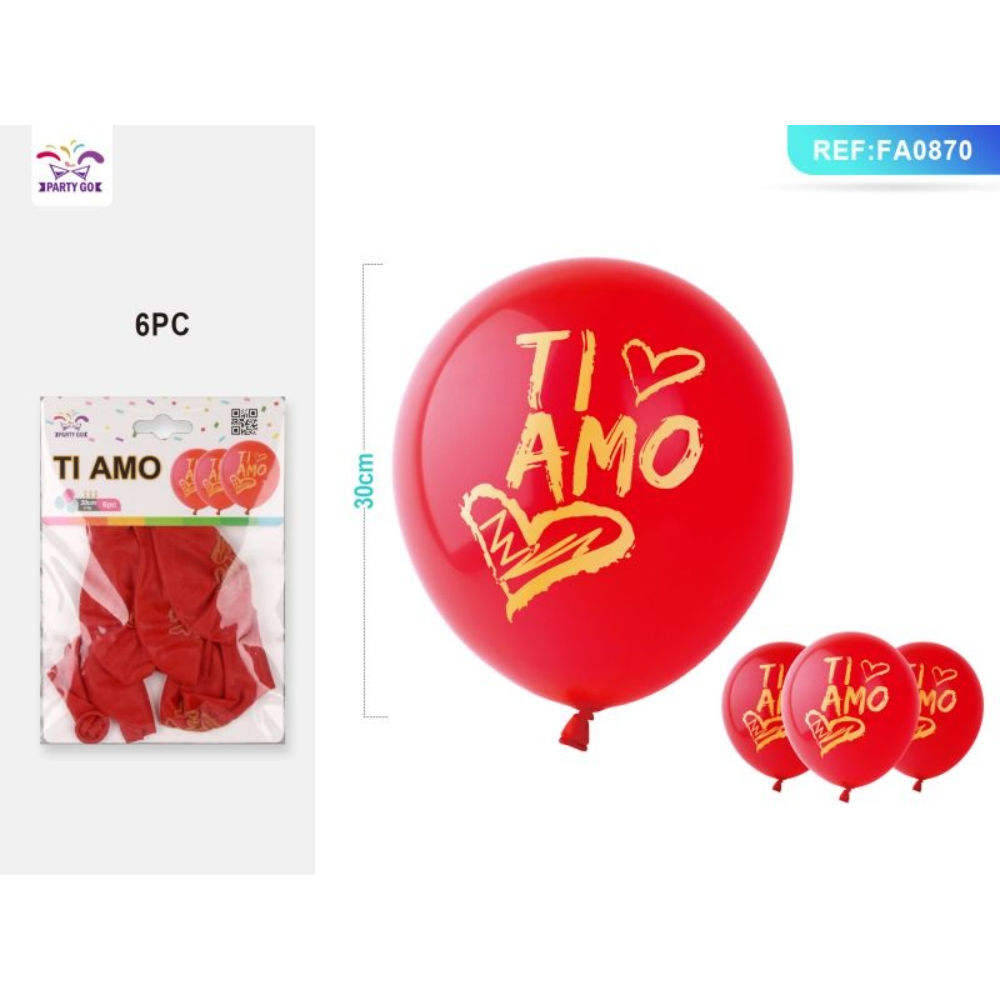 PALLONCINI - TI AMO - ROSSO - 6PZParty Go