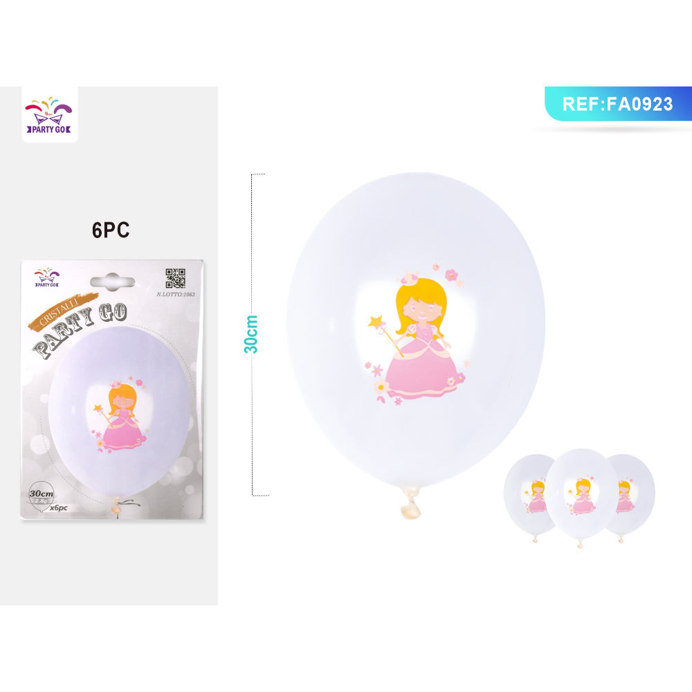 PALLONCINI CON PRINCIPESSA - BIANCO - 6PZParty Go