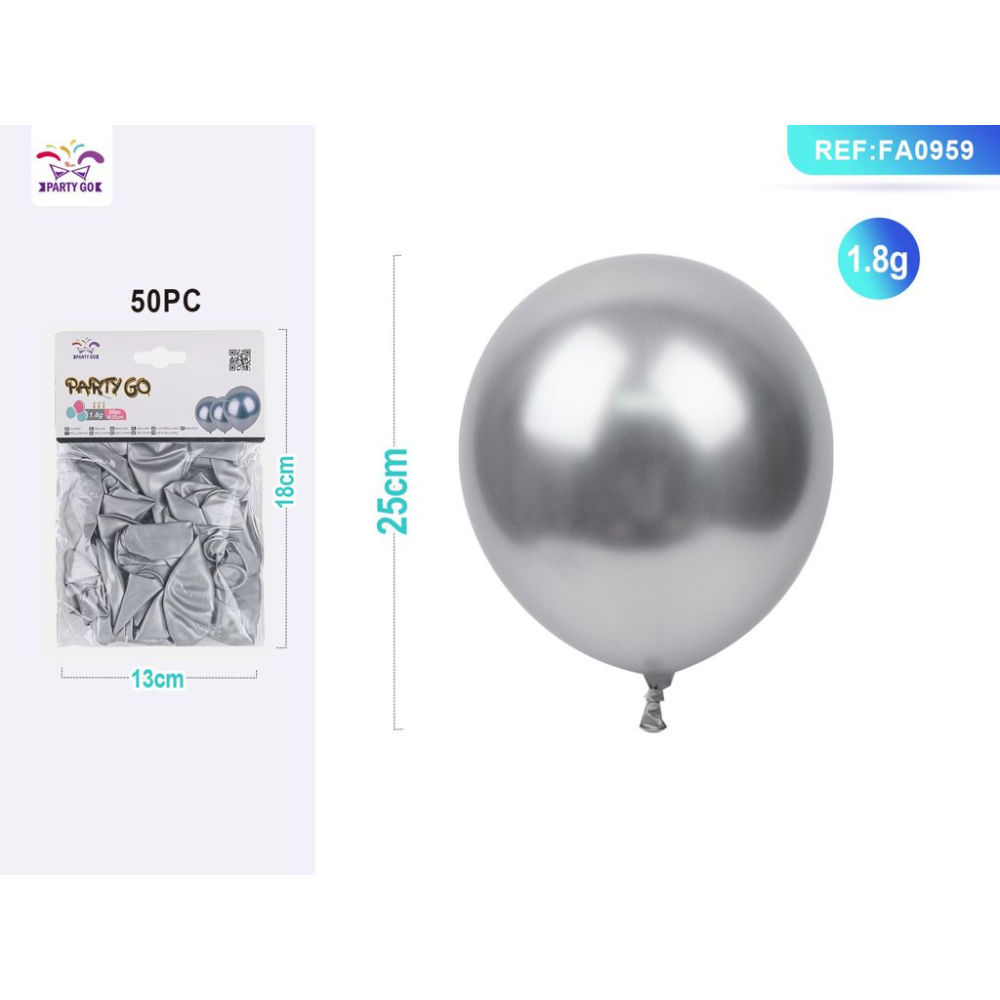 PALLONCINI ARGENTO 25CM - 50PZParty Go
