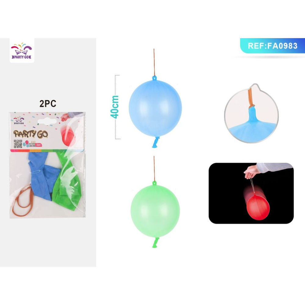 PALLONCINO CON ELASTICO COLORE MISTO 8G 2PCParty Go