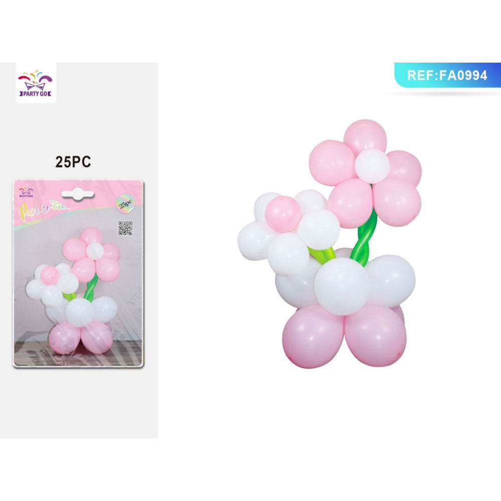 SET PALLONCINI A FIORE - ROSA & BIANCO 25PZParty Go