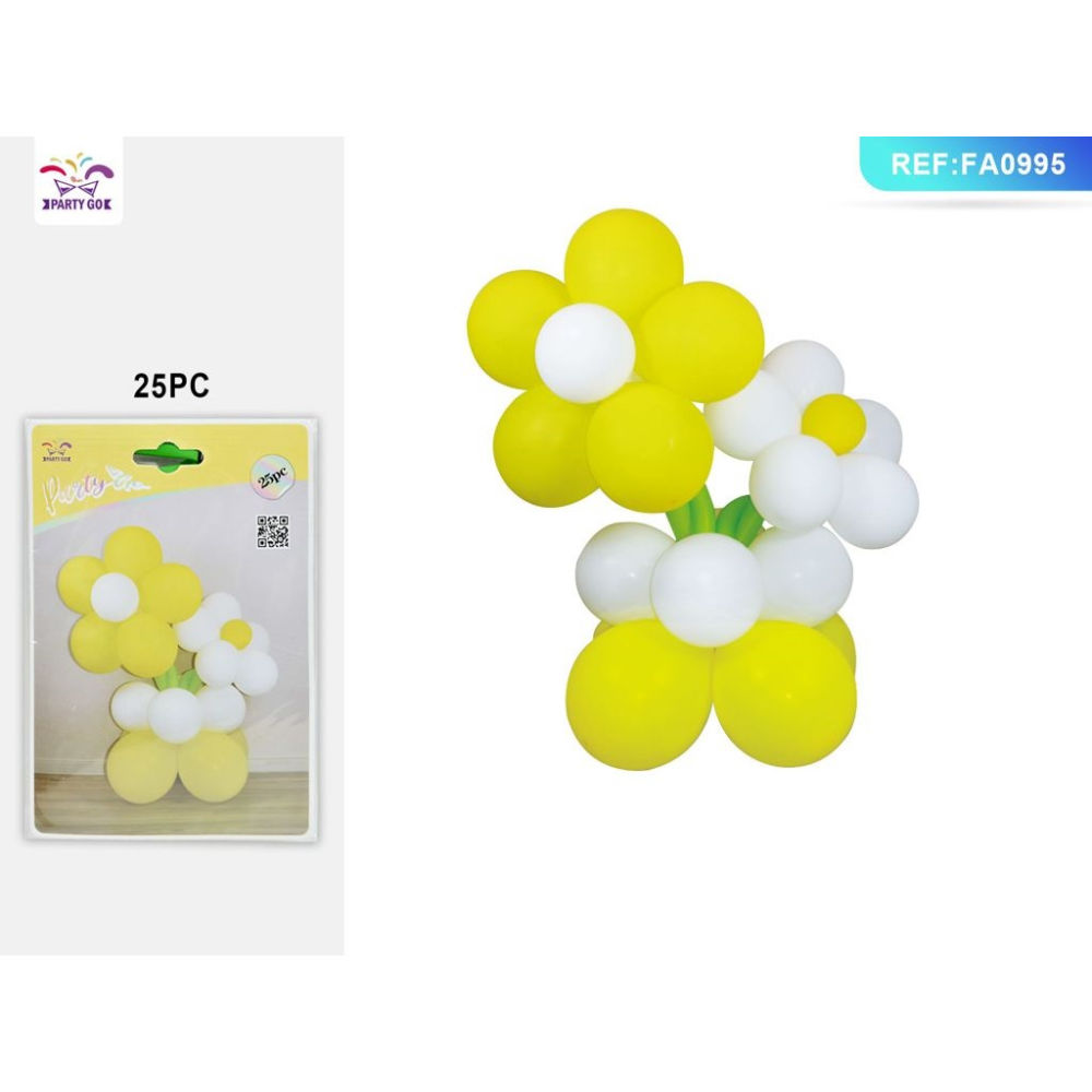 SET PALLONCINI A FIORE - GIALLO & BIANCO 25PZParty Go
