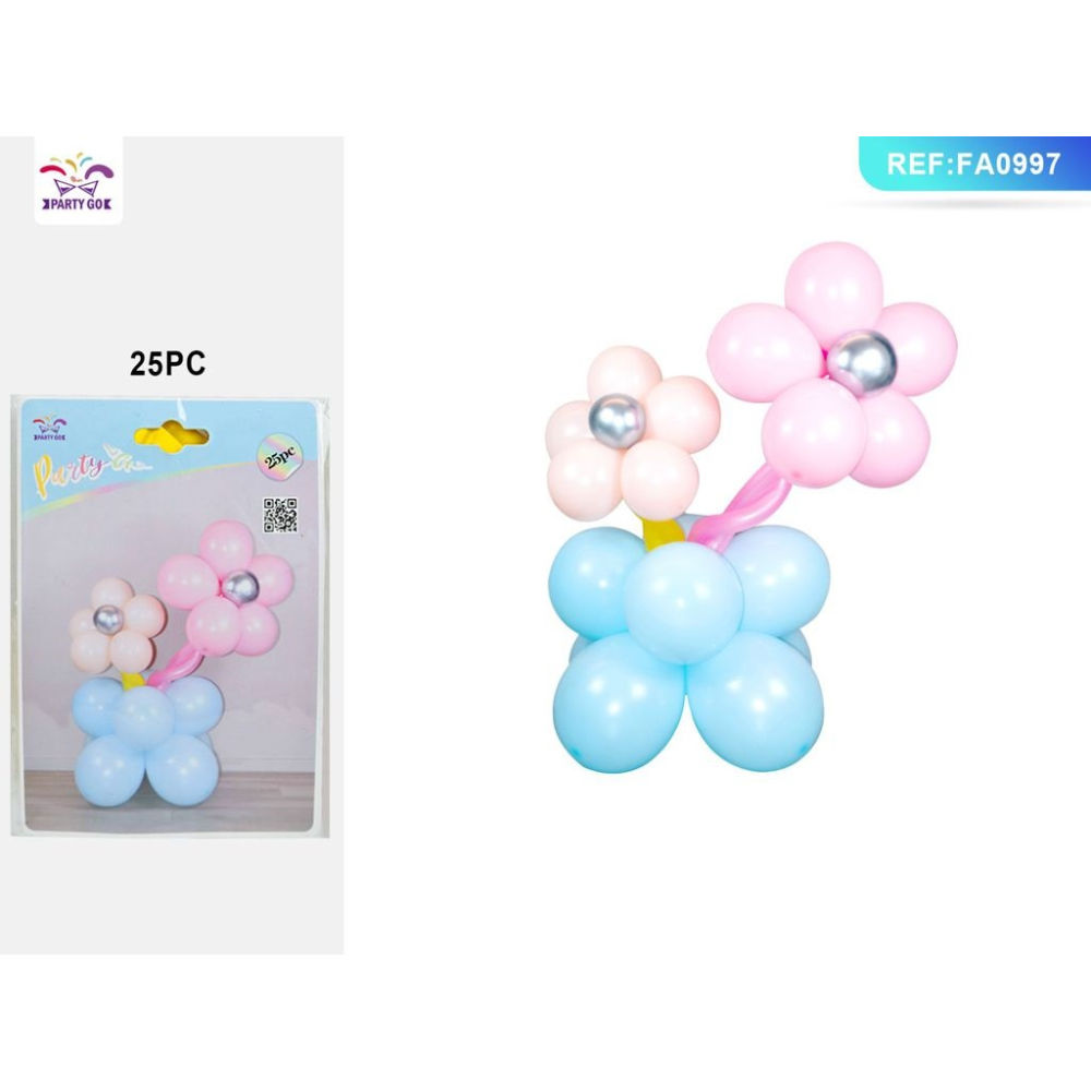 SET PALLONCINI A FIORE - ROSA & BLU 25PZParty Go