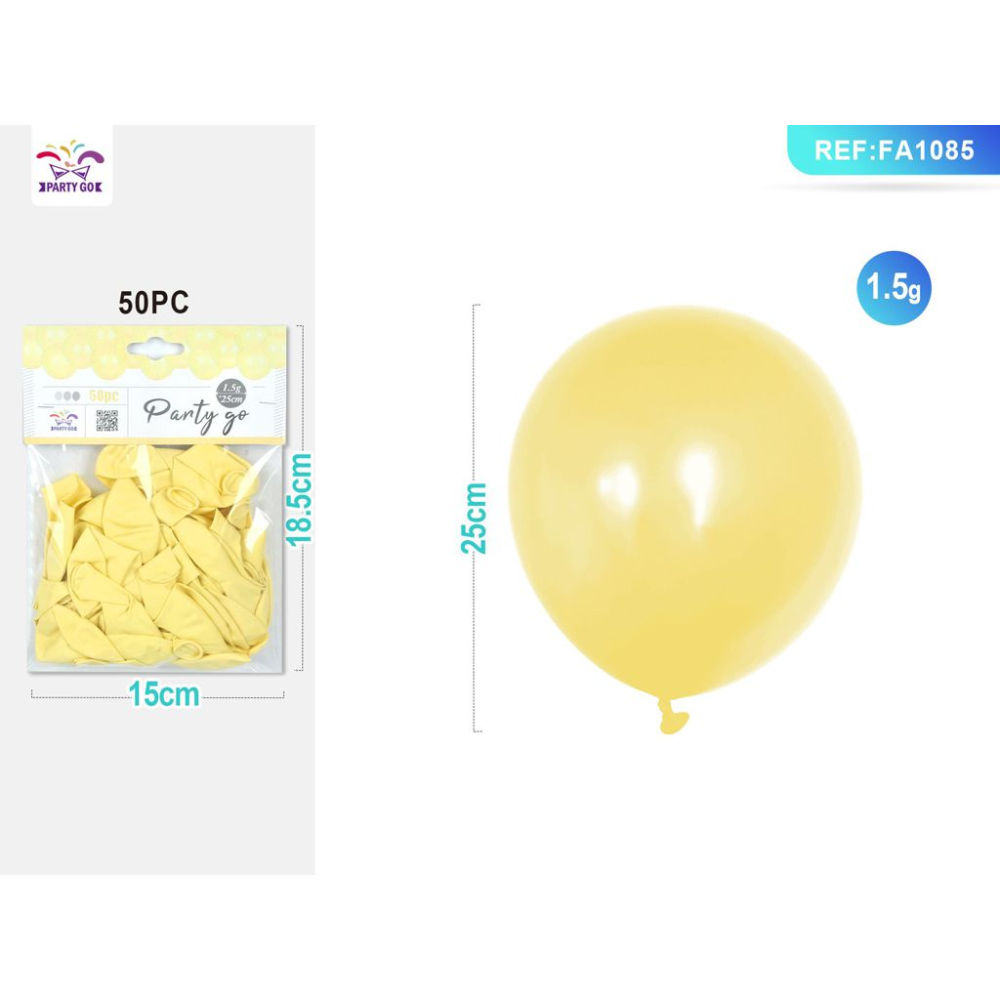 PALLONCINI GIALLO PALLIDO 25CM - 50PZParty Go