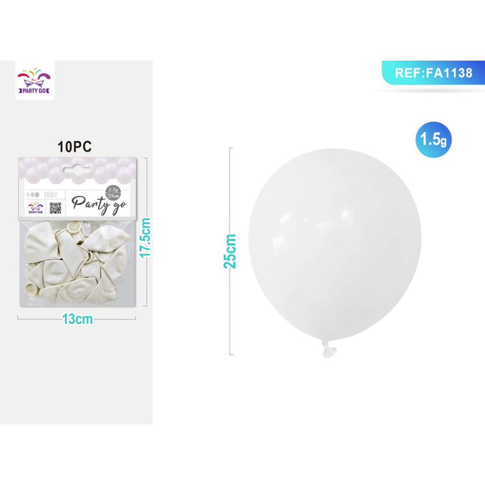 PALLONCINI BIANCHI 25CM - 10PZParty Go