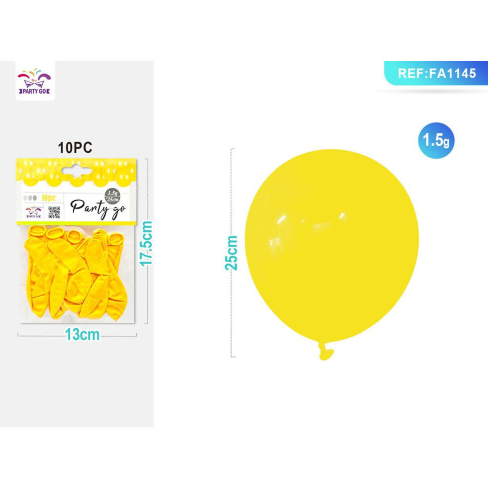 PALLONCINI GIALLO CHIARO 25CM - 10PZParty Go