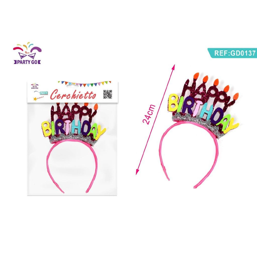 CERCHIETTO HAPPY BIRTHDAY COLORATO - 1PZParty Go
