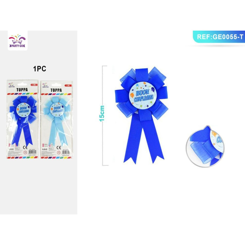 COCCARDA - BUON COMPLEANNO - BLU MISTO - 15PZParty Go