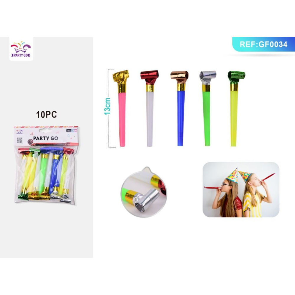 TROMBETTE DA FESTA - COLORI METALLIZZATI 13CM - 10PZParty Go