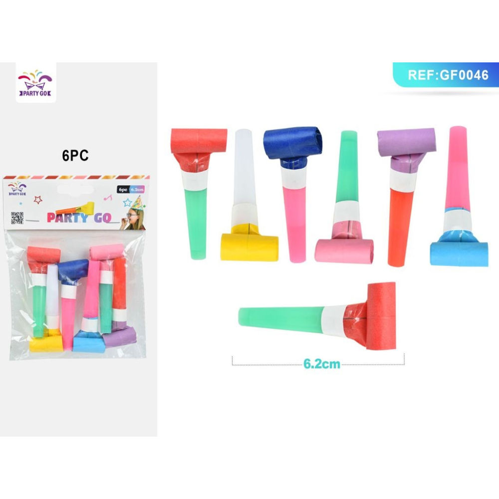 TROMBETTE DA FESTA - COLORI MISTI 6,2CM - 6PZParty Go
