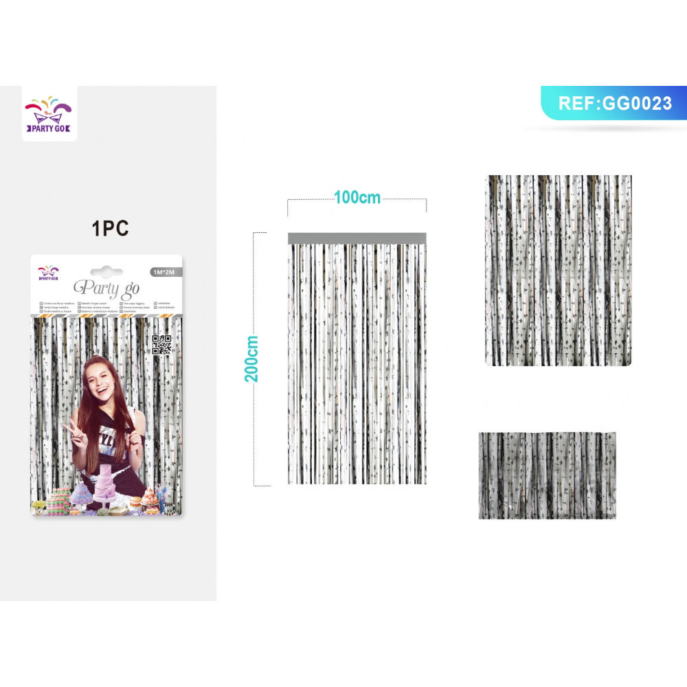 TENDA DECORATIVA CON STELLINE - ARGENTO - 2MParty Go