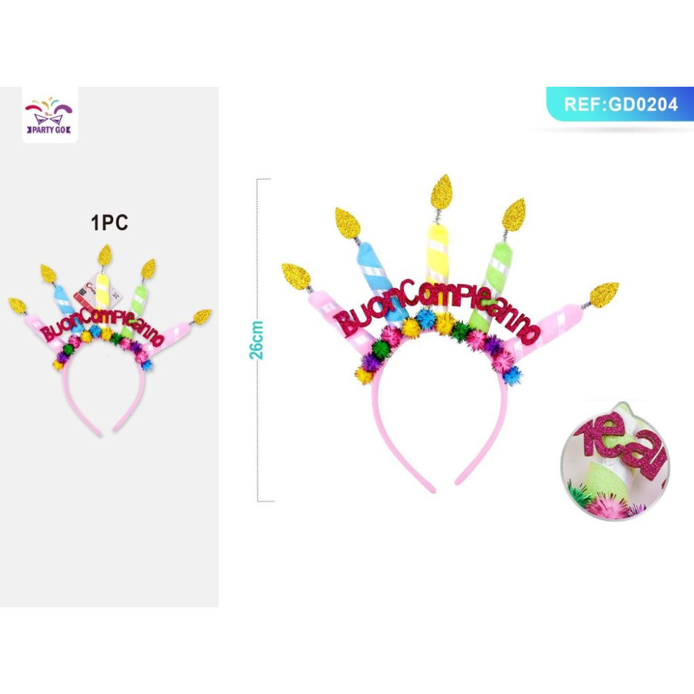 CERCHIETTO CON CANDELE - BUON COMPLEANNO ROSA - 1PZParty Go