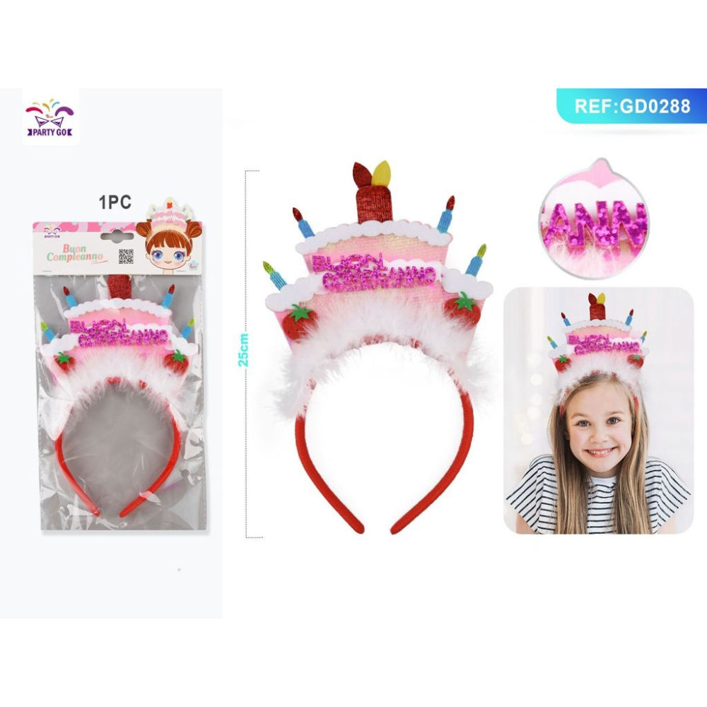 CERCHIETTO CON TORTA - BUON COMPLEANNO ROSA - 1PZParty Go