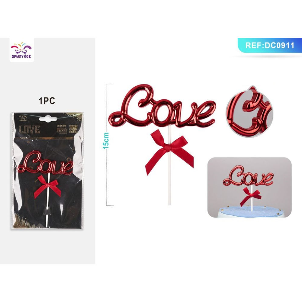 TOPPER PER TORTA 3D - LOVE ROSSO - 1PZParty Go