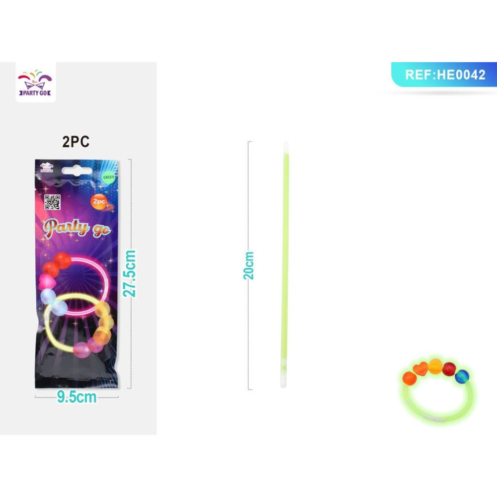LIGHTSTICK BRACCIALETTI CON PERLINE - COLORI ASSORTITI - 2PZParty Go