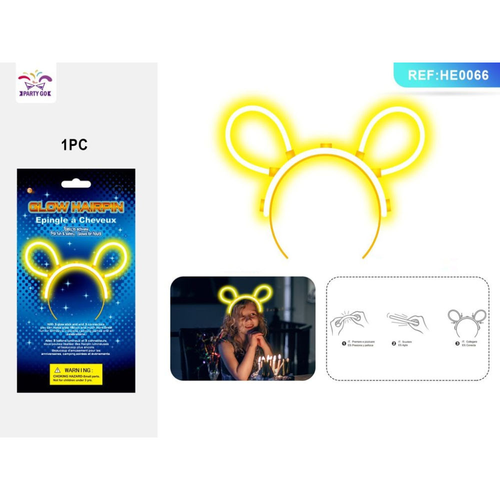 LIGHTSTICK CERCHIETTO ORECCHIE- COLORI ASSORTITI - 1PZParty Go