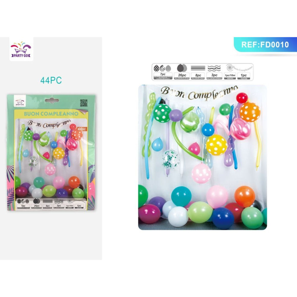 SET PALLONCINI CON FESTONE BUON COMPLEANNO - 44PZParty Go