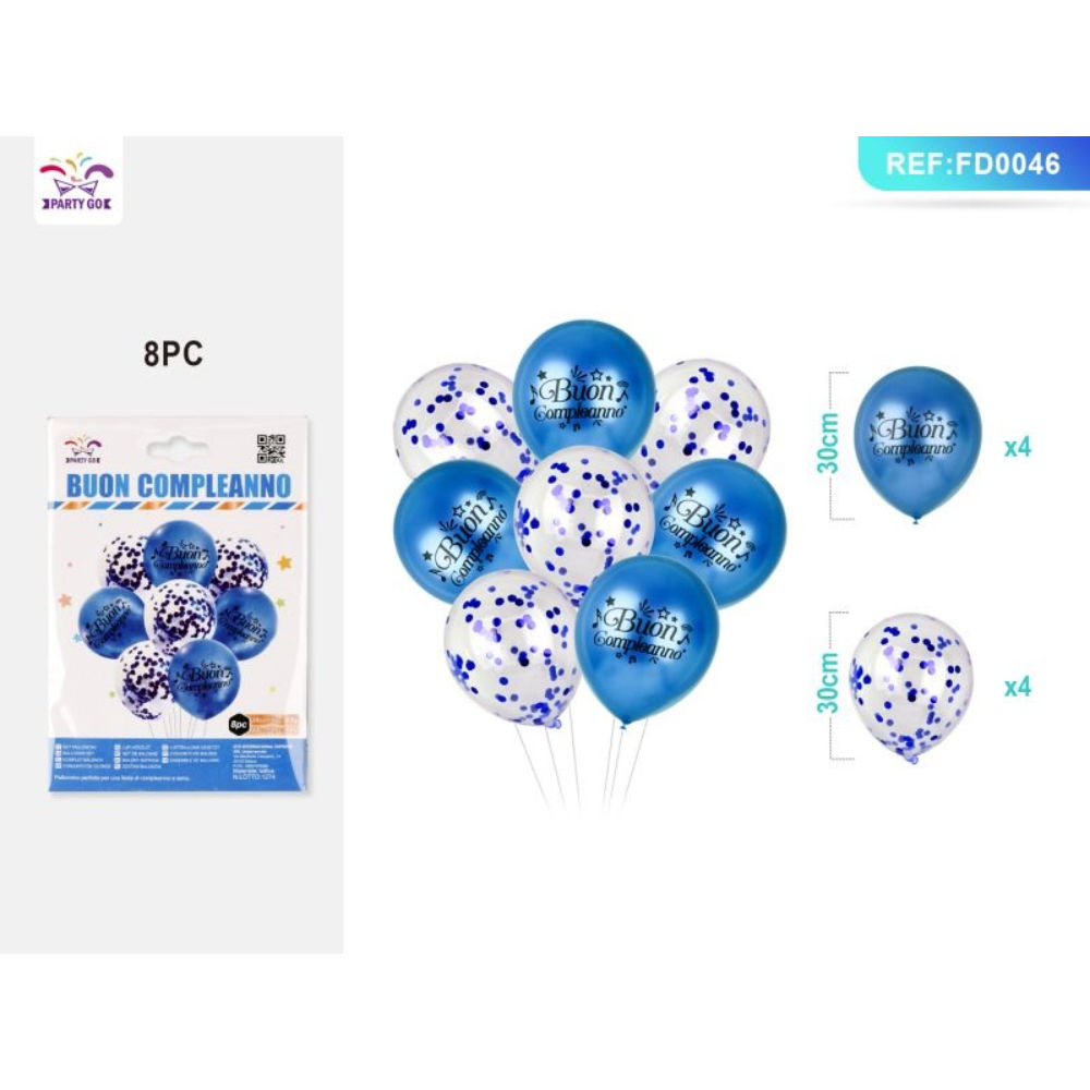 SET PALLONCINI - BUON COMPLEANNO BLU - 8PZParty Go