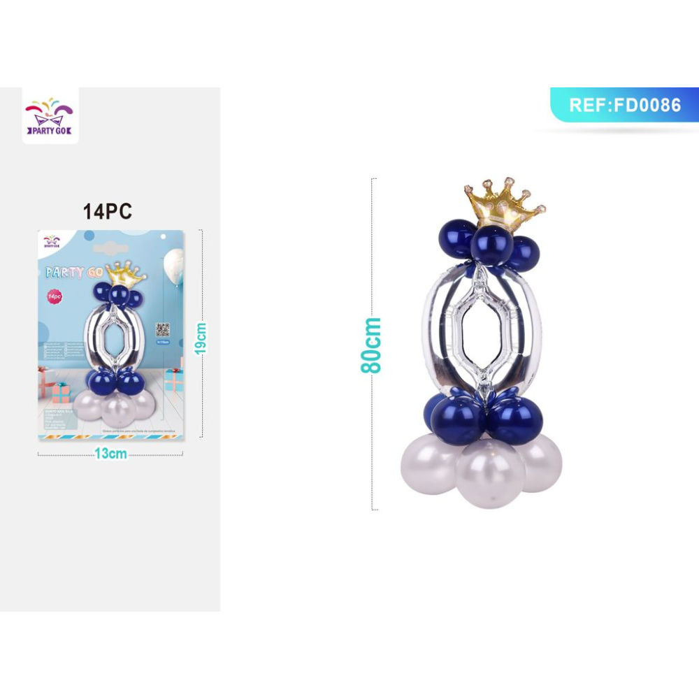 SET PALLONCINI ARGENTO & BLU - NUMERO 0 - 115CMParty Go