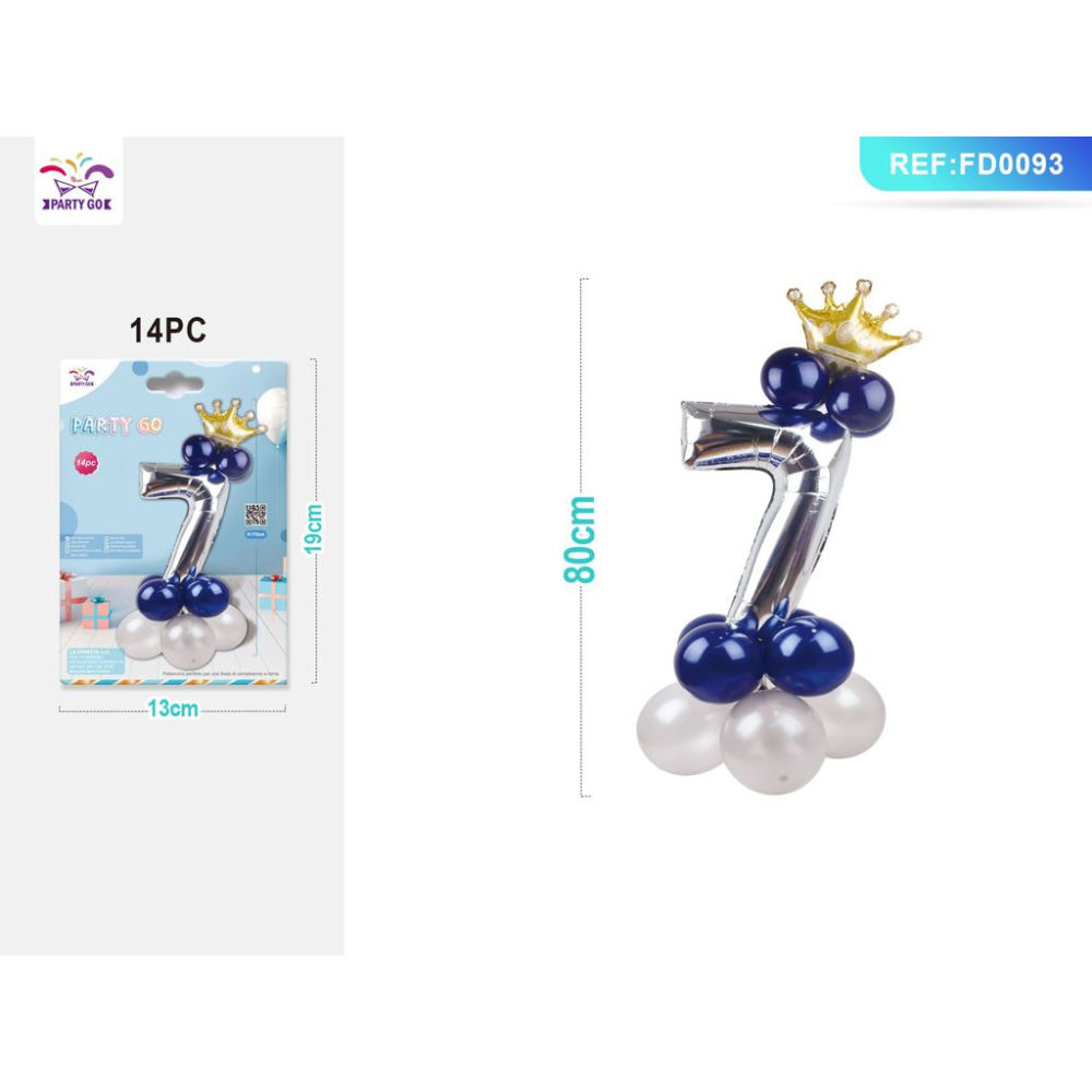 SET PALLONCINI ARGENTO & BLU - NUMERO 7 - 115CMParty Go