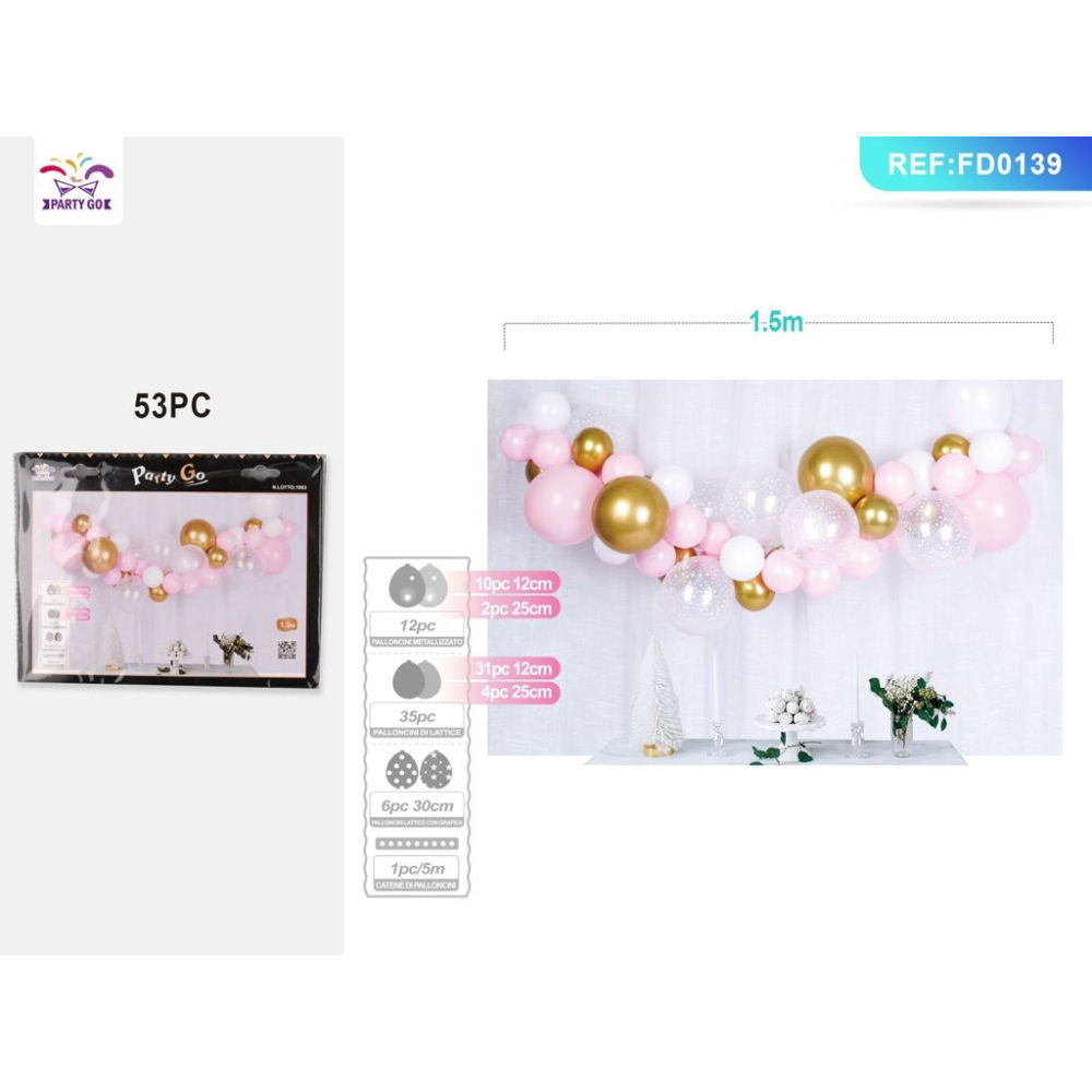SET PALLONCINO - ROSA & ORO - 53PZParty Go