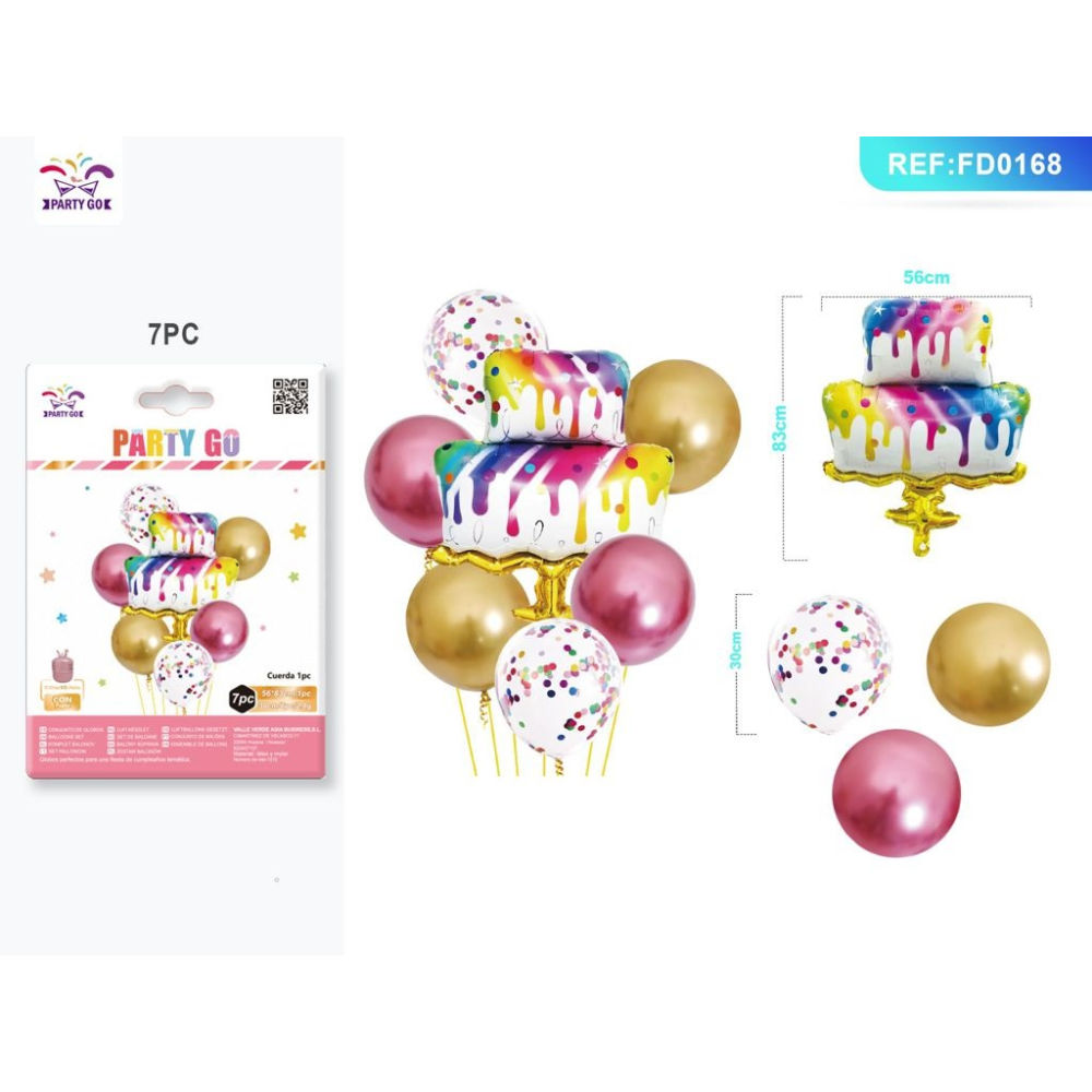SET PALLONCINI MYLAR - TORTA ROSA & ORO - 7PZParty Go