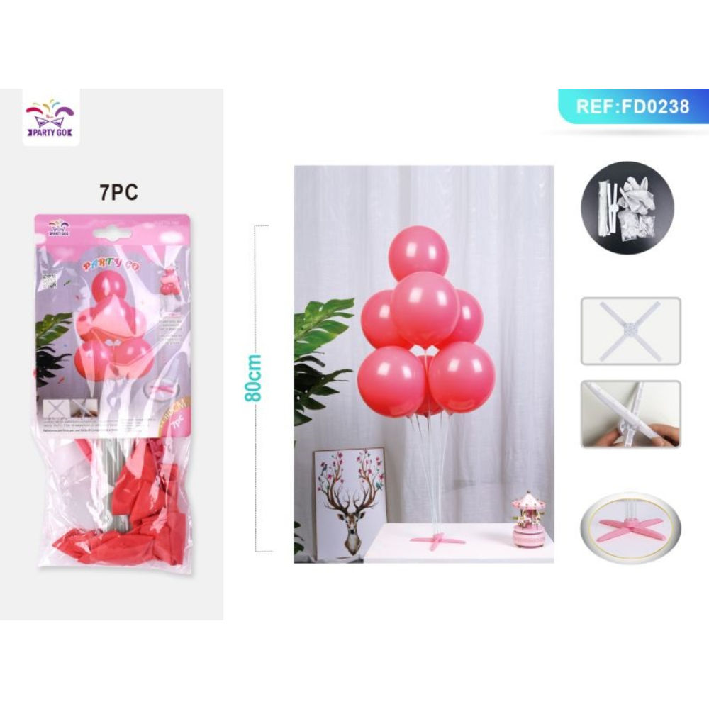 SET PALLONCINI CON BASE 80CM - ROSA - 7PZParty Go