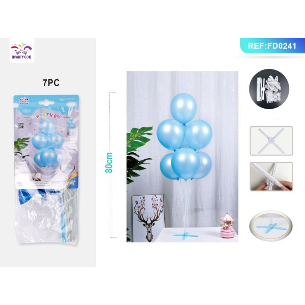SET PALLONCINI CON BASE 80CM - AZZURRO - 7PZParty Go