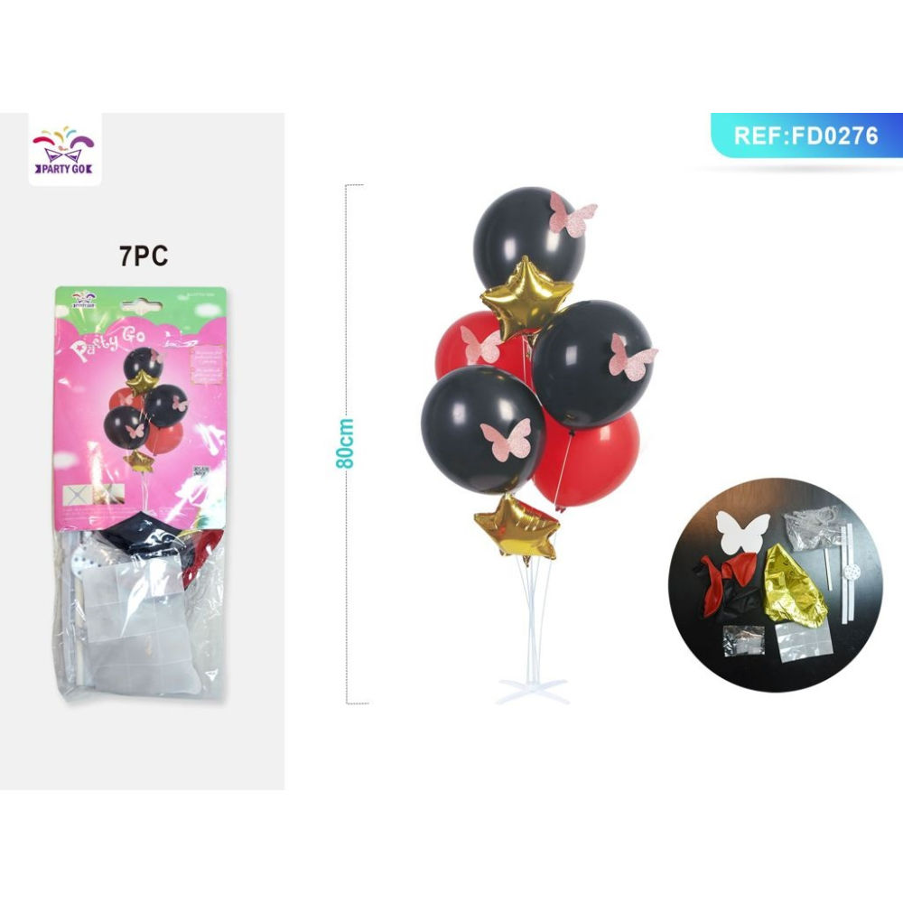 SET DI PALLONCINI CON FARFALLE - NERO ROSSO - 7PZParty Go