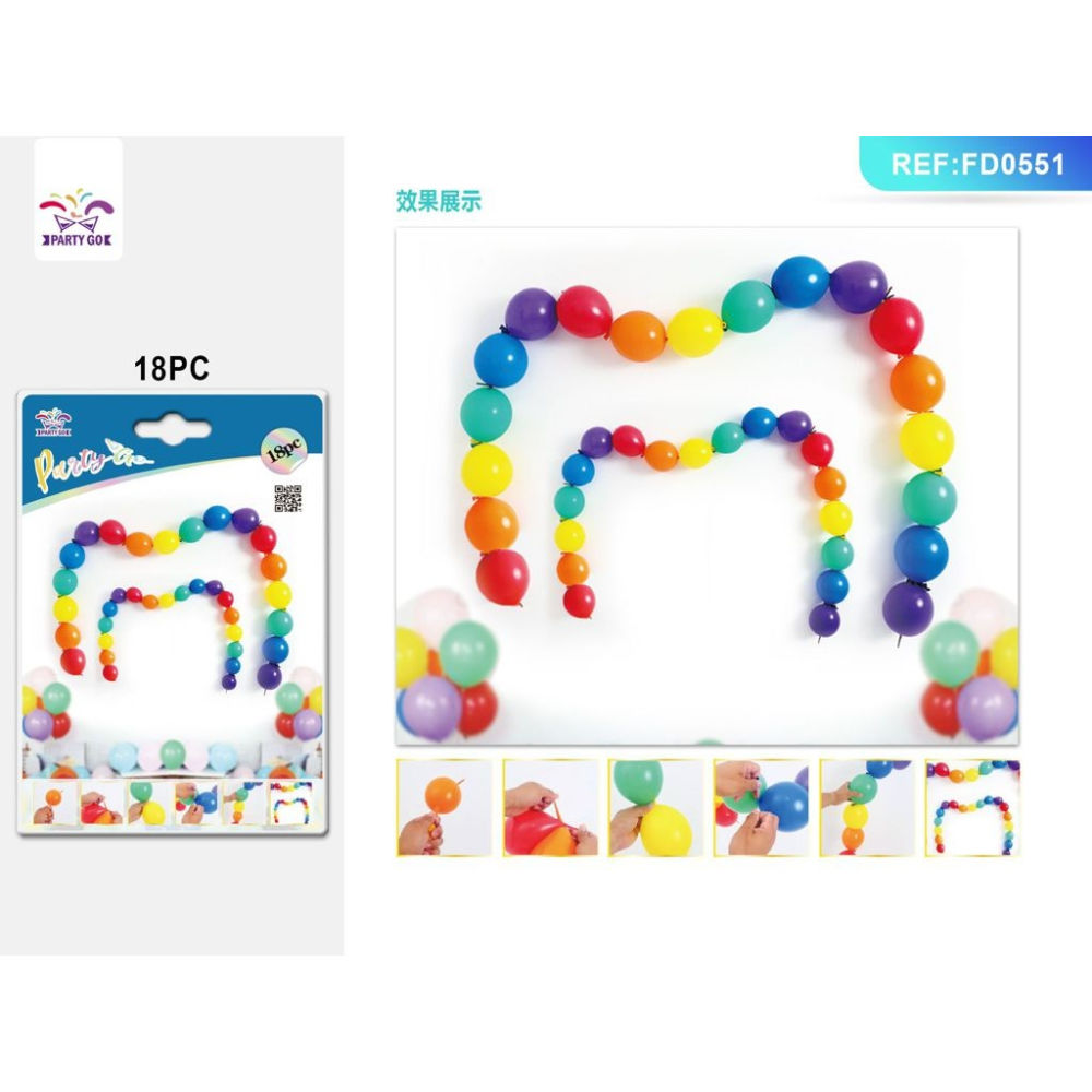 SET PALLONCINI COLORATI CON CODA - 18PZParty Go