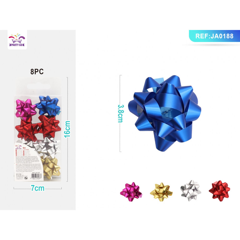 COCCARDE DA REGALO OPACO - COLORI MISTI 3,8CM - 8PZParty Go