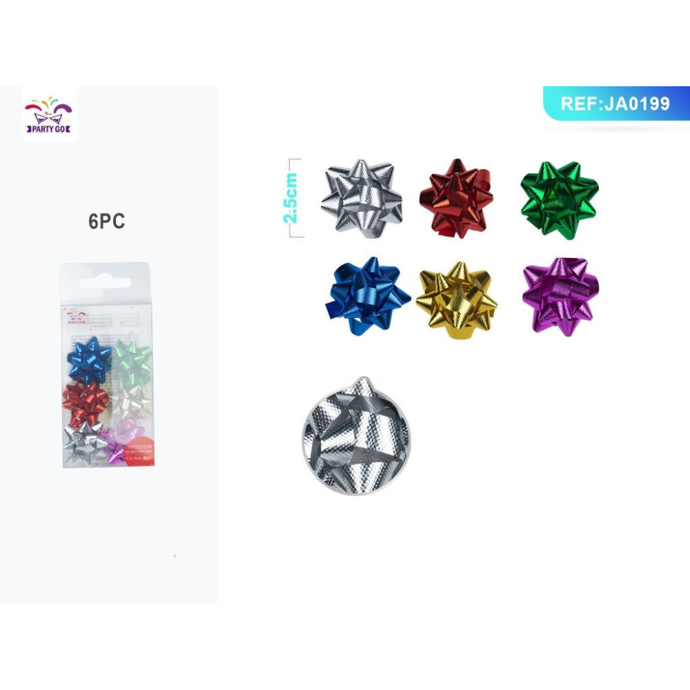 COCCARDE DA REGALO GOFFRATO - COLORI MISTI 2,5CM - 6PZParty Go