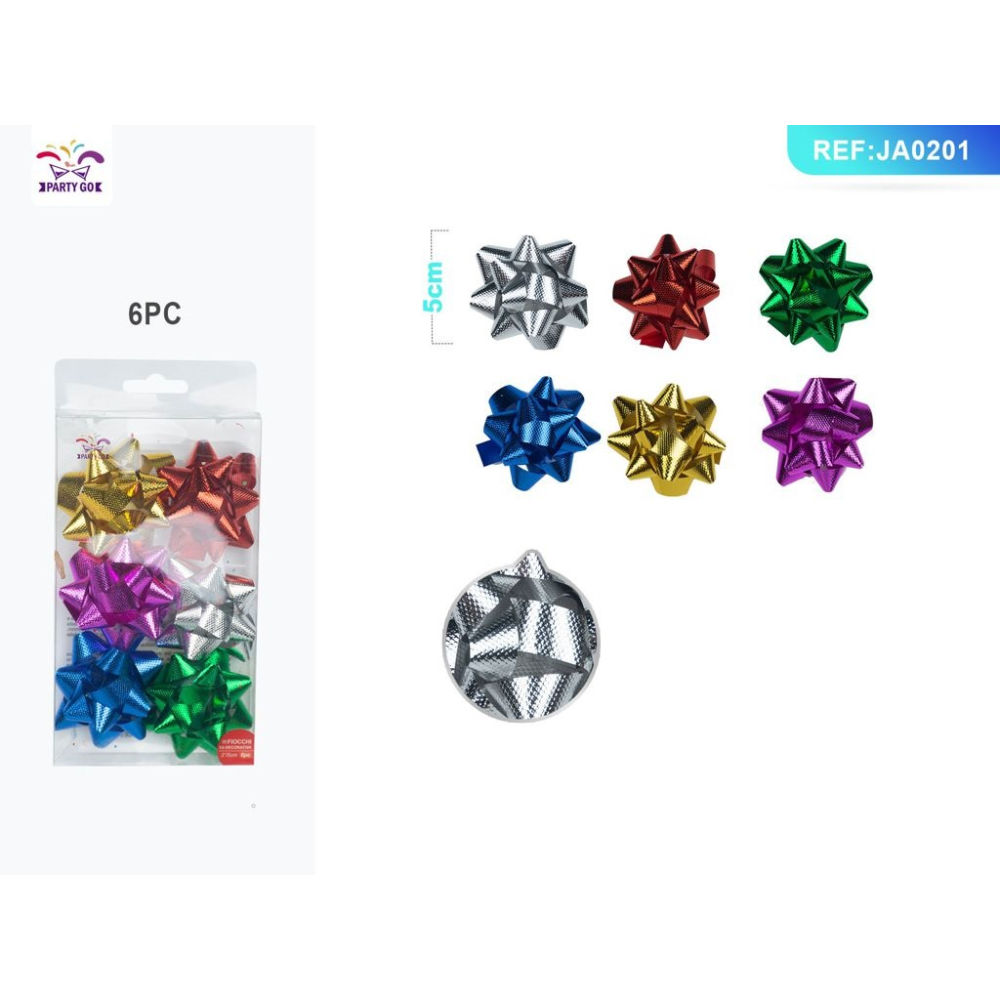 COCCARDE DA REGALO GOFFRATO - COLORI MISTI 5CM - 6PZParty Go