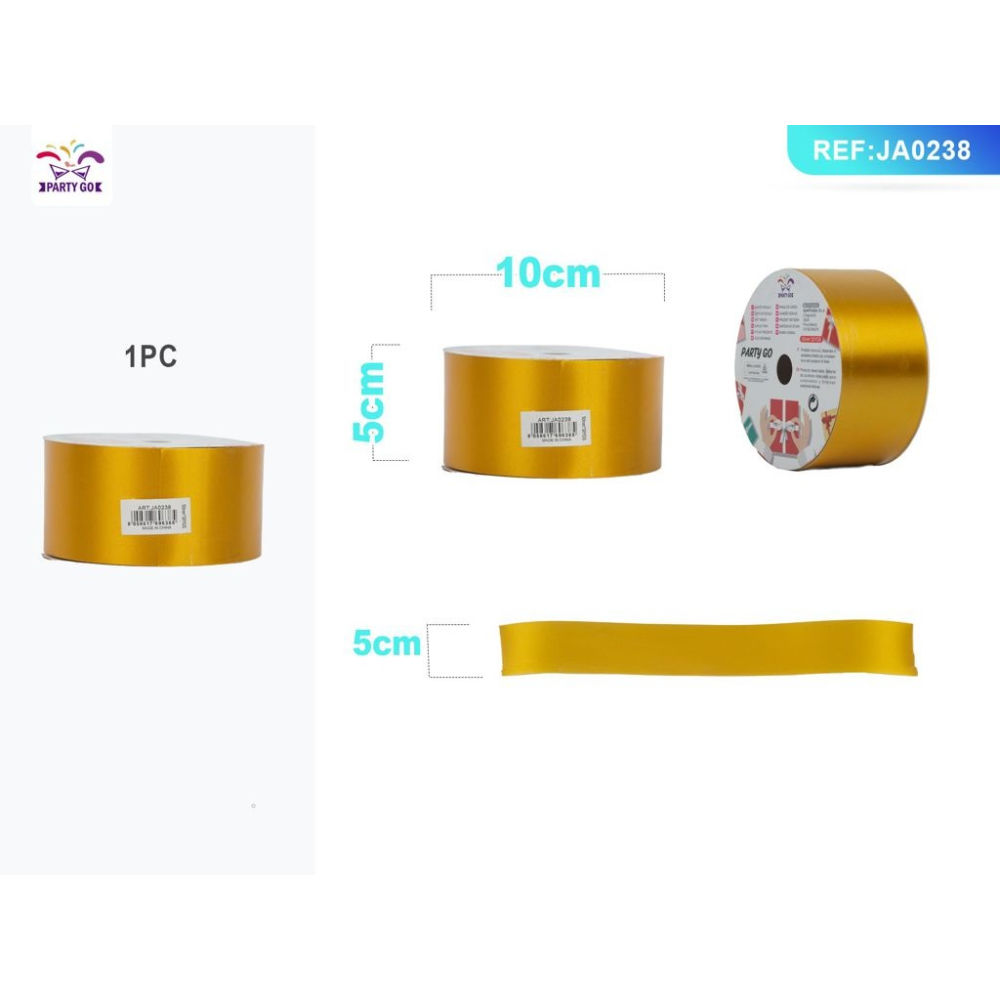 NASTRO REGALO PP - ORO - 5CM x 27 METRIParty Go