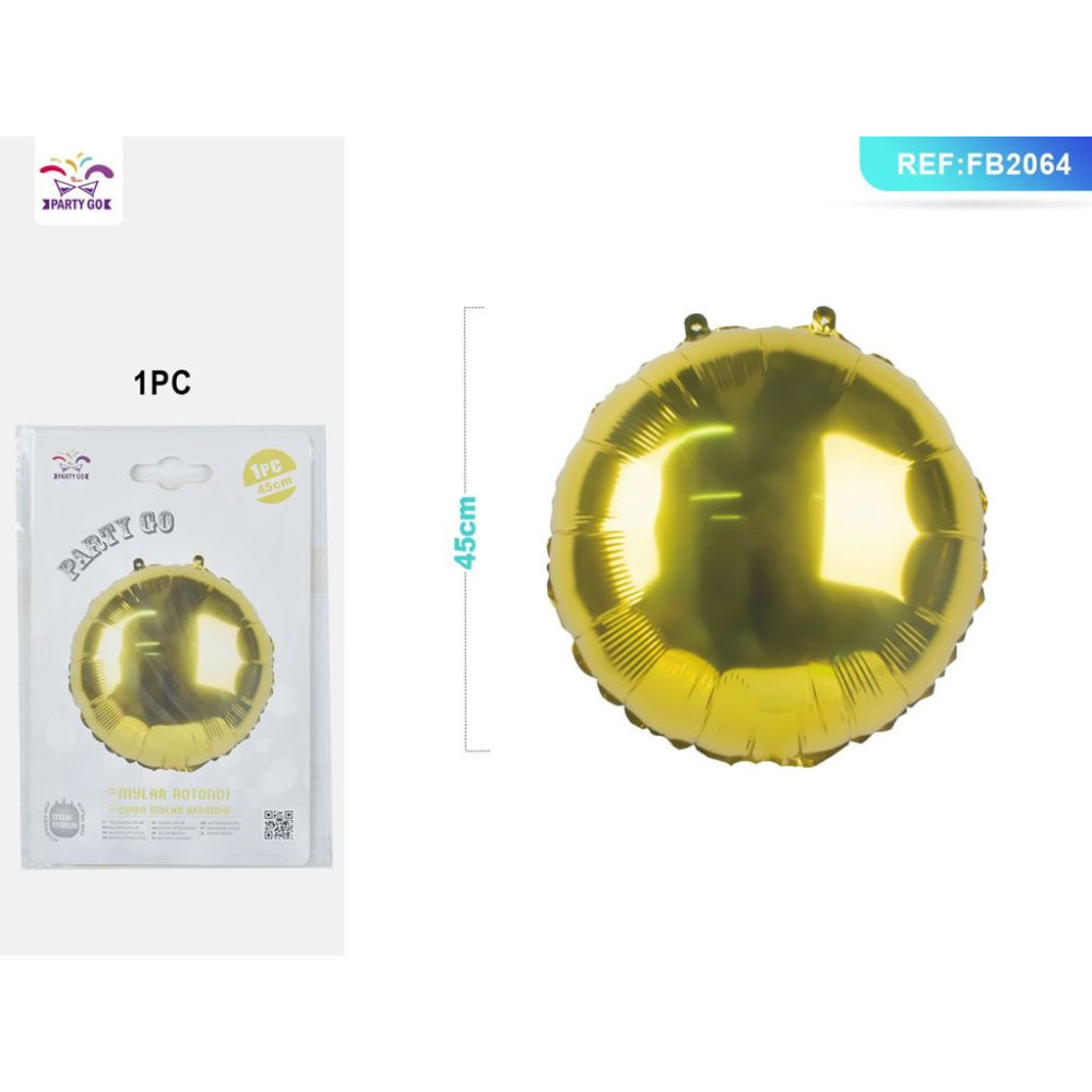 PALLONCINO MYLAR ORO - FORMA TONDA 45CM - 1PZParty Go