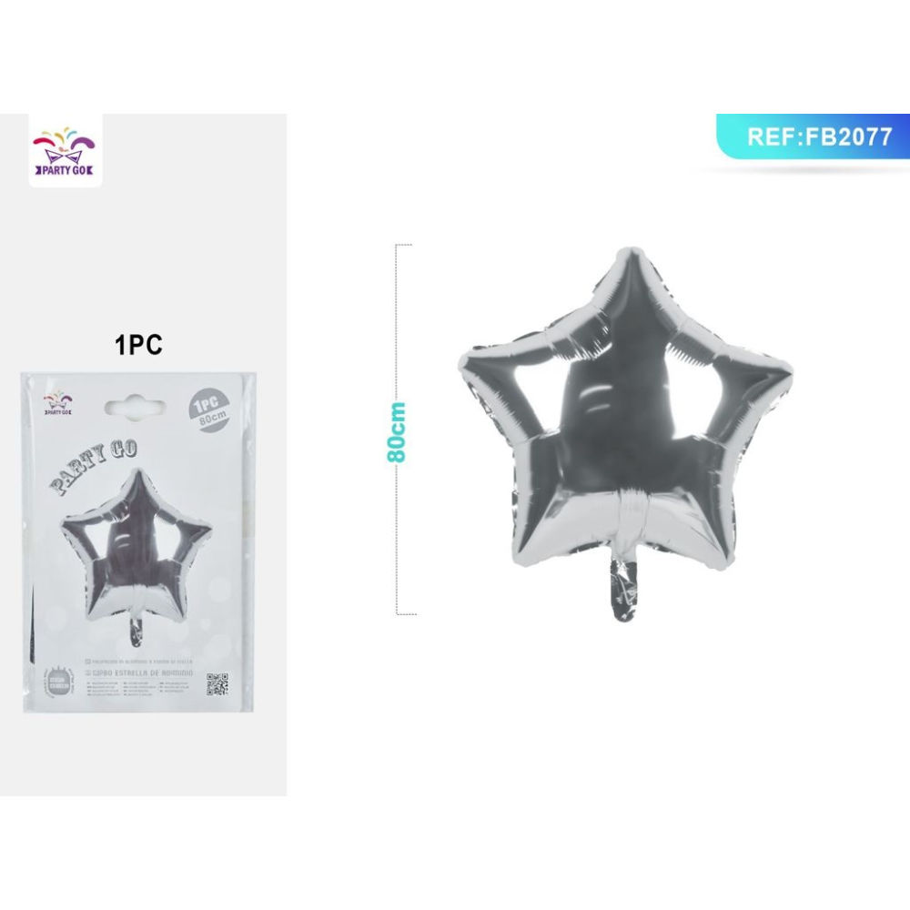 PALLONCINO MYLAR A FORMA DI STELLA - ARGENTO 80CM - 1PZParty Go