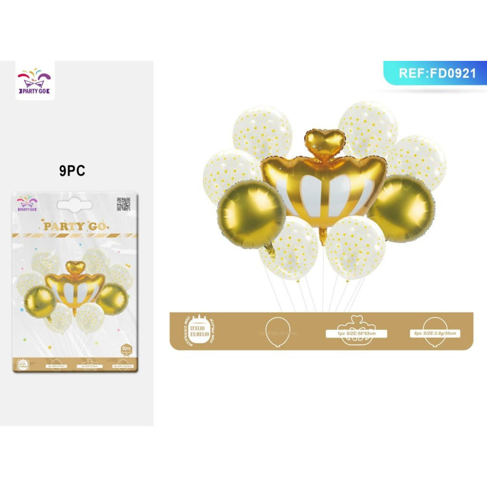 SET PALLONCINI MYLAR - CORONA DORATA - 9PZParty Go