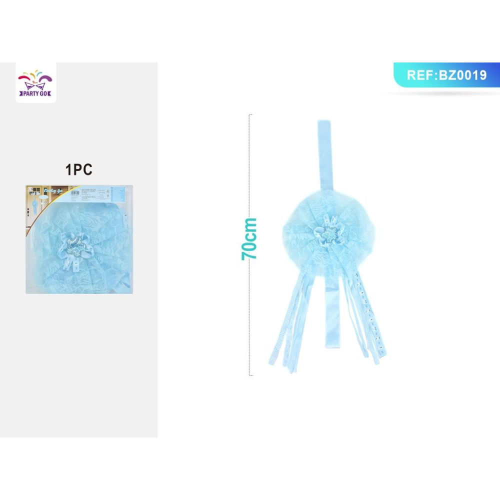 FIOCCO NASCITA A FIORE IN PIZZO - AZZURRO - 70CMParty Go