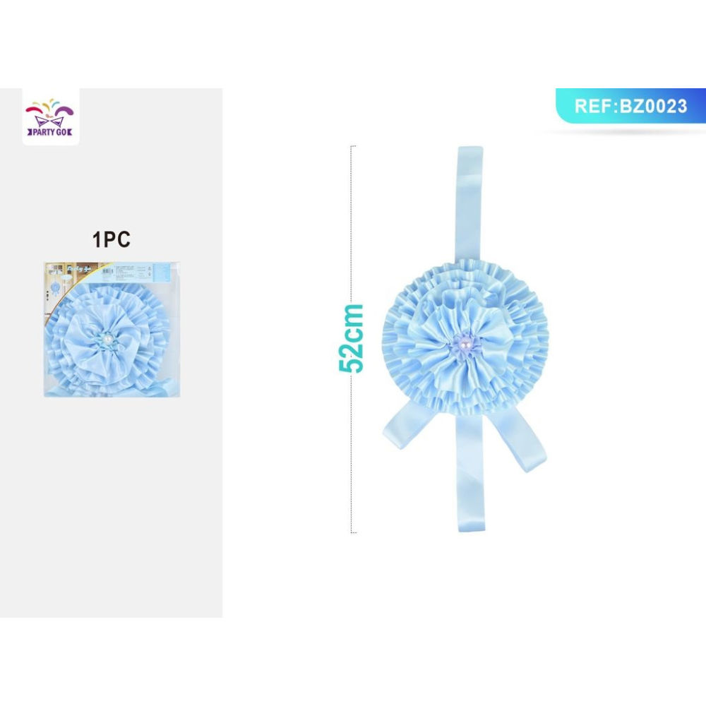 FIOCCO NASCITA A FIORE IN RASO - AZZURRO - 52CMParty Go