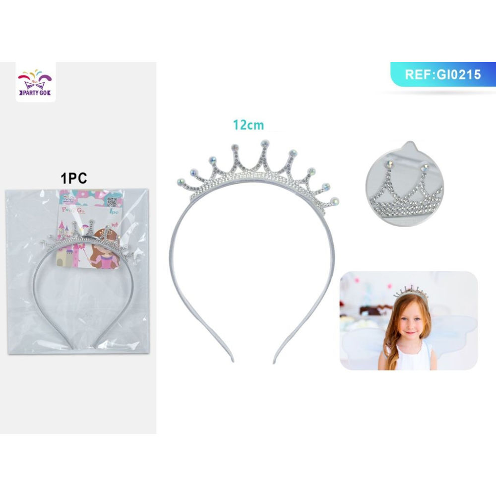 CERCHIETTO A CORONA CON DIAMANTI - ARGENTO - 1PZParty Go