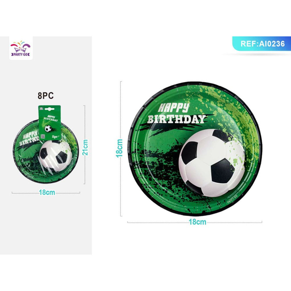 PIATTI DI CARTA - TEMA CALCIO 18CM - 8PZParty Go