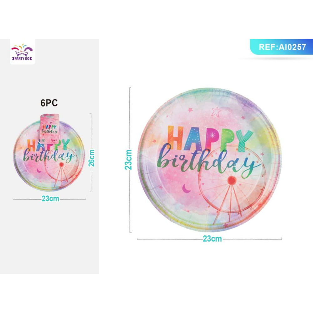 PIATTI CON RUOTA PANORAMICA - HAPPY BIRTHDAY 23CM - 6PZParty Go