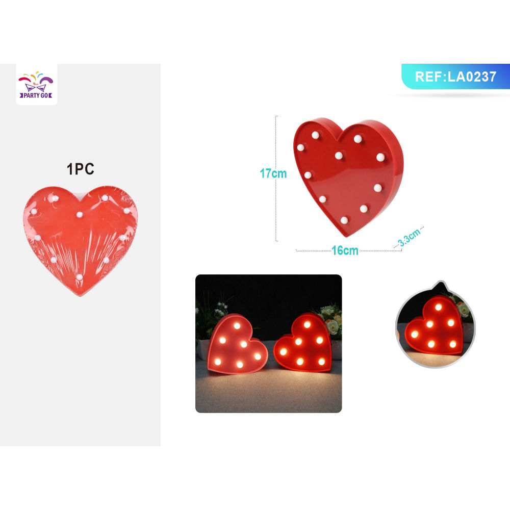 DECORAZIONE A CUORE CON LED - ROSSO - 1PZParty Go